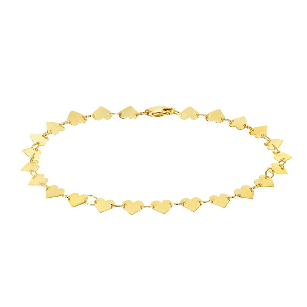 Elegant 10K yellow gold chain bracelet featuring a mirror heart design, perfect for luxurious everyday wear.