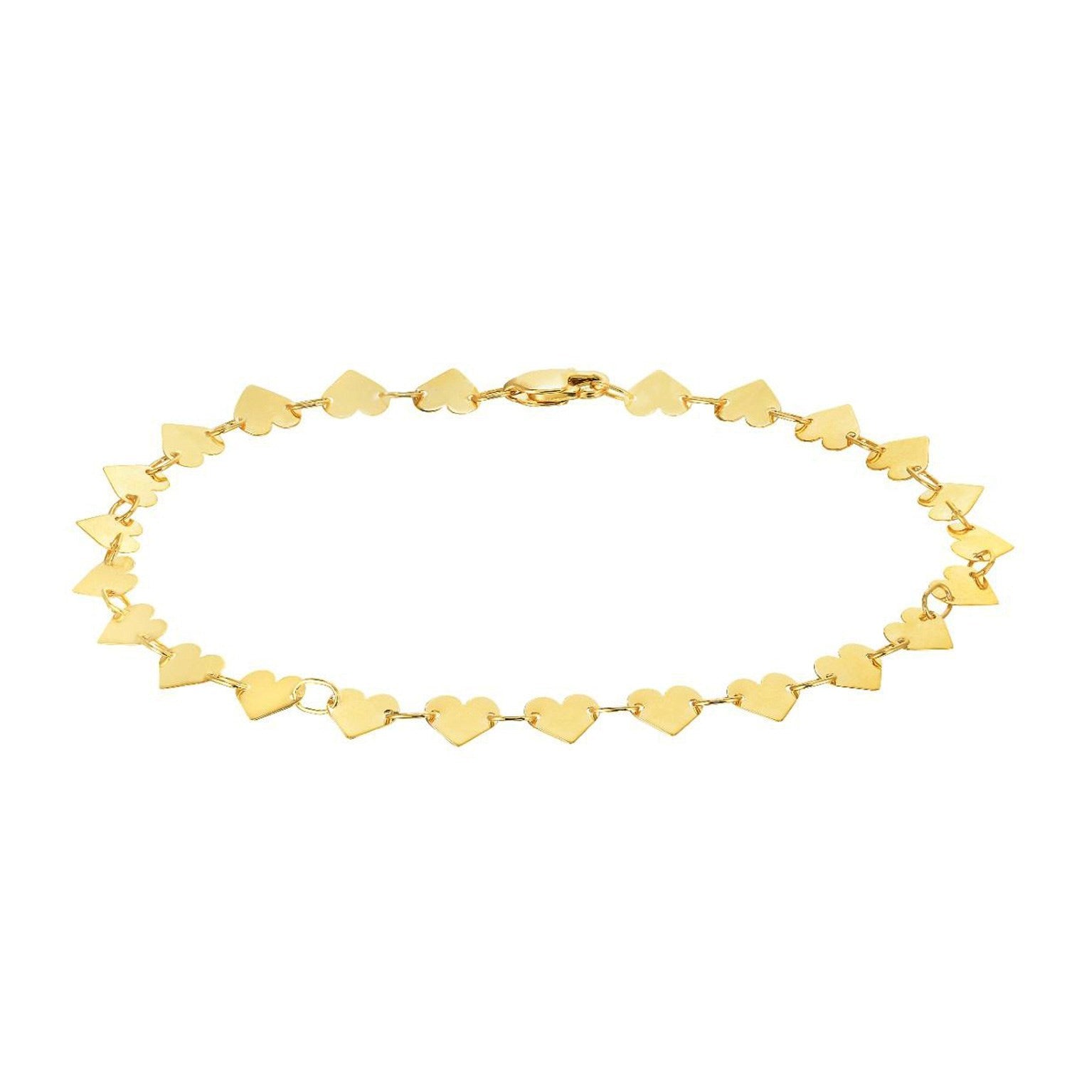 Elegant 10K yellow gold chain bracelet featuring a mirror heart design, perfect for luxurious everyday wear.