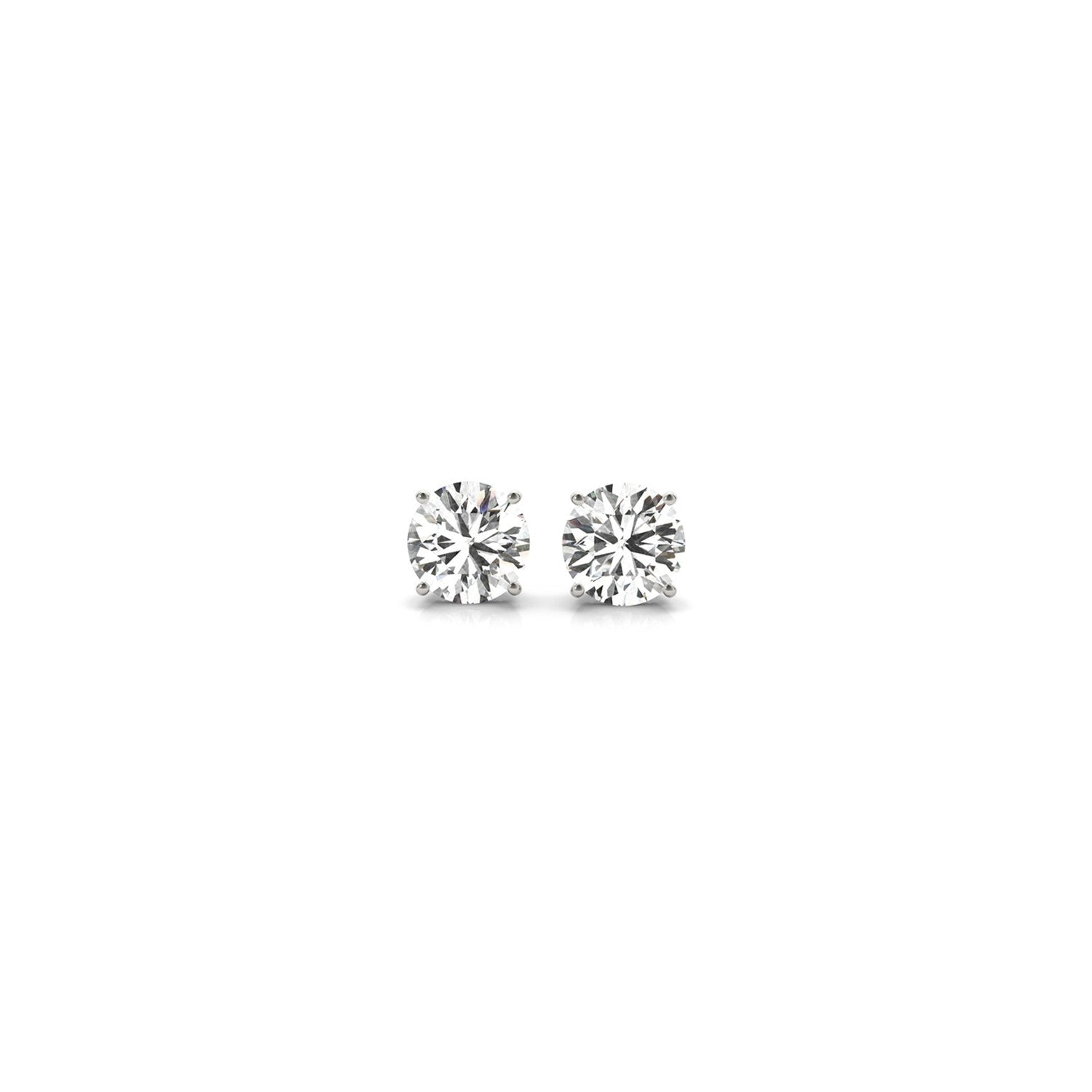 14k white gold round diamond stud earrings with a modern design, perfect for elegant everyday wear.