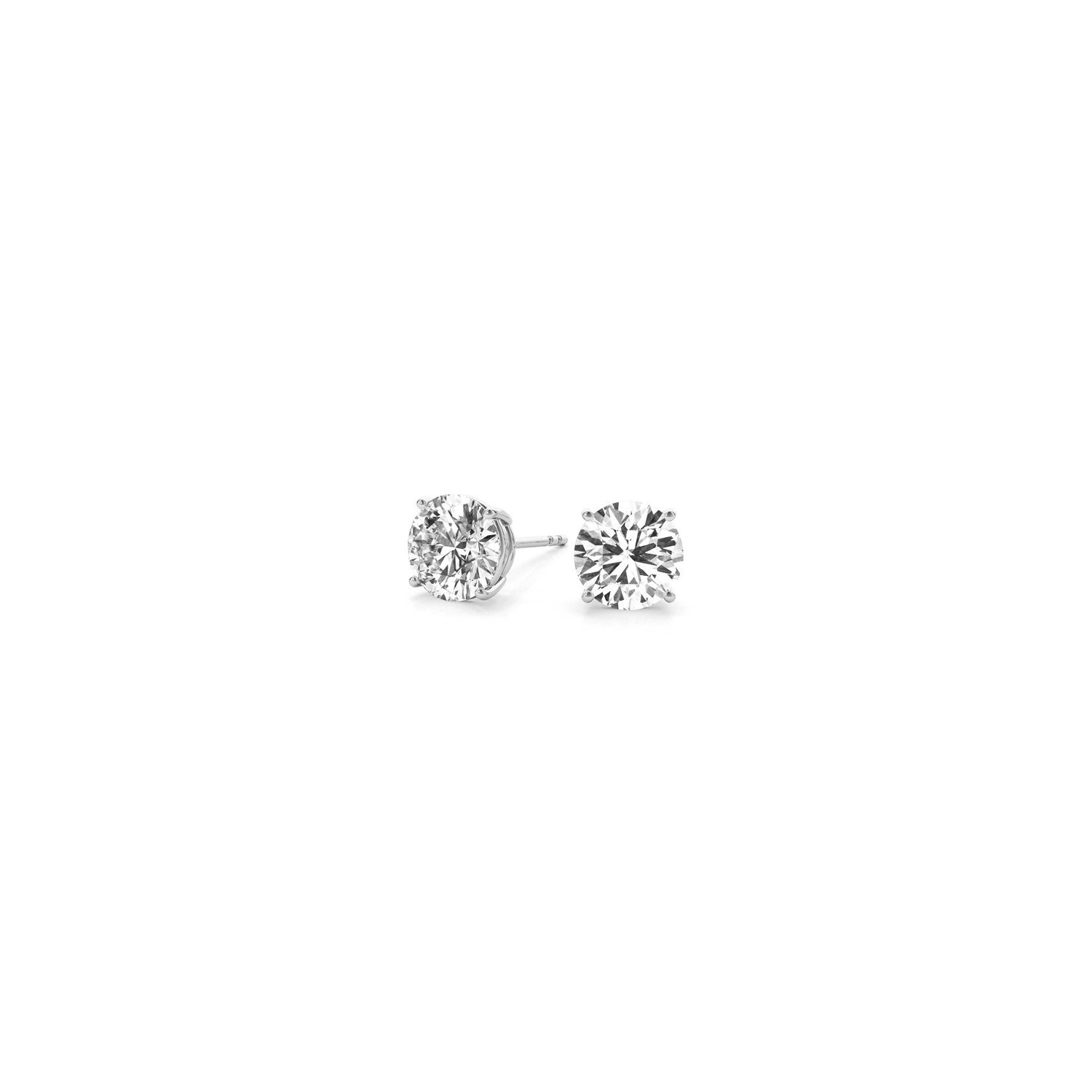 14k white gold round diamond stud earrings with a modern design, featuring lab-grown diamonds for a sustainable luxury look.