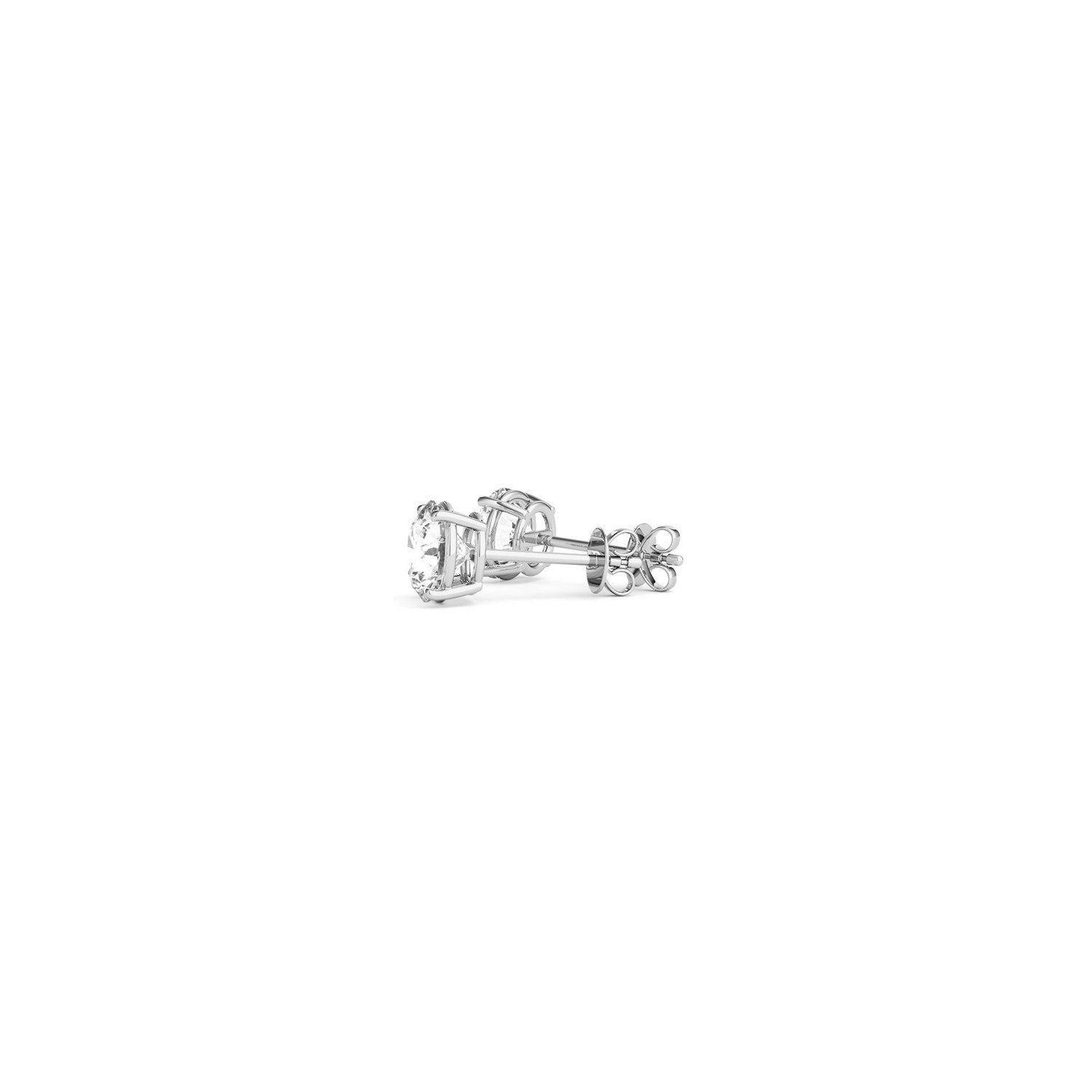 14k white gold round diamond stud earrings showcasing a modern design and exquisite lab-grown brilliance.