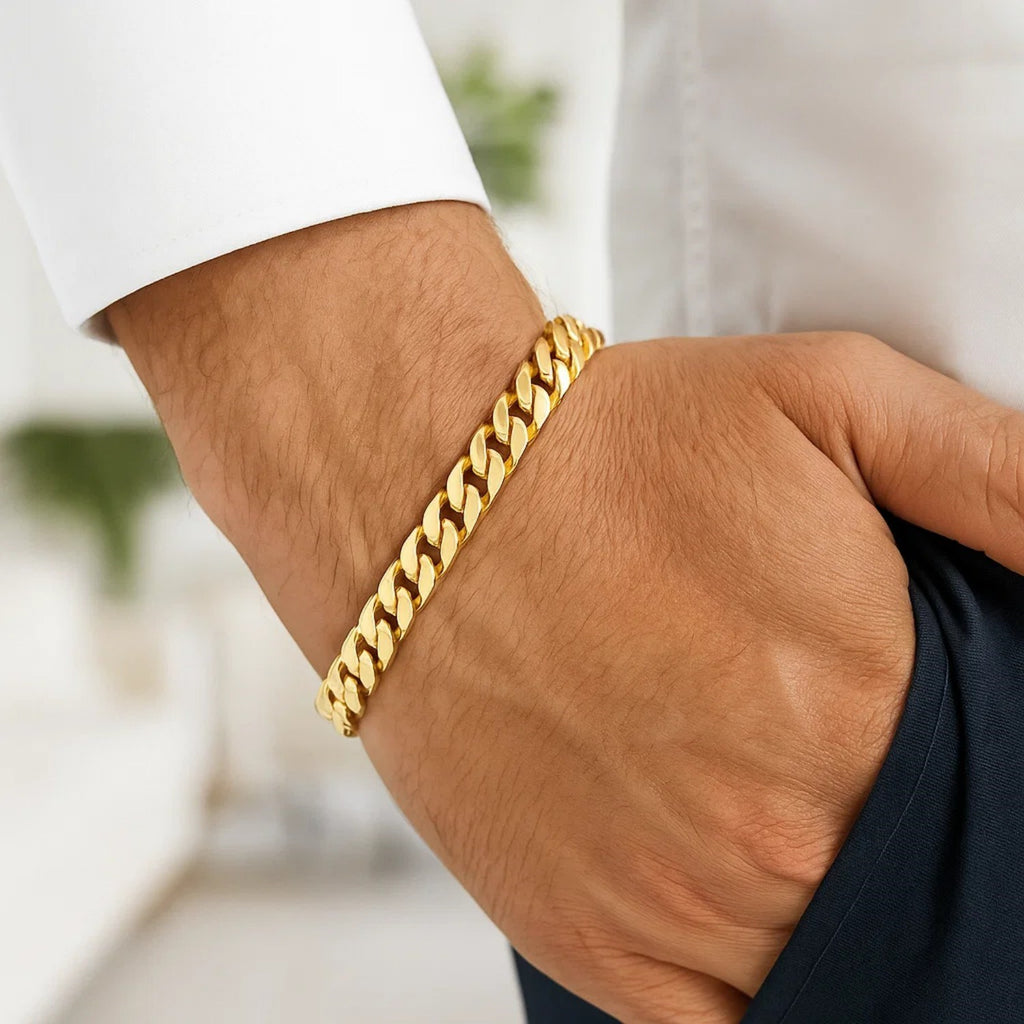 14k yellow gold high polish modern bracelet with a sleek lite edge design, perfect for luxury jewelry enthusiasts.