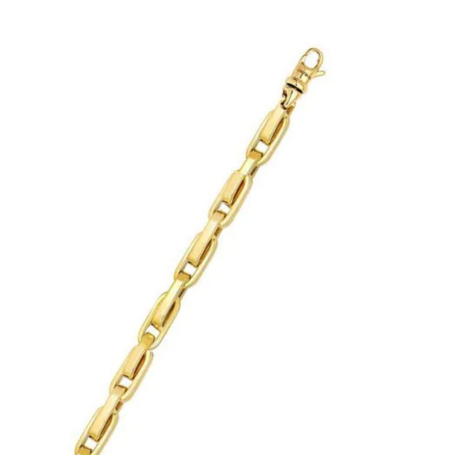 14k yellow gold fancy oval box link bracelet showcasing modern elegance and refined craftsmanship.