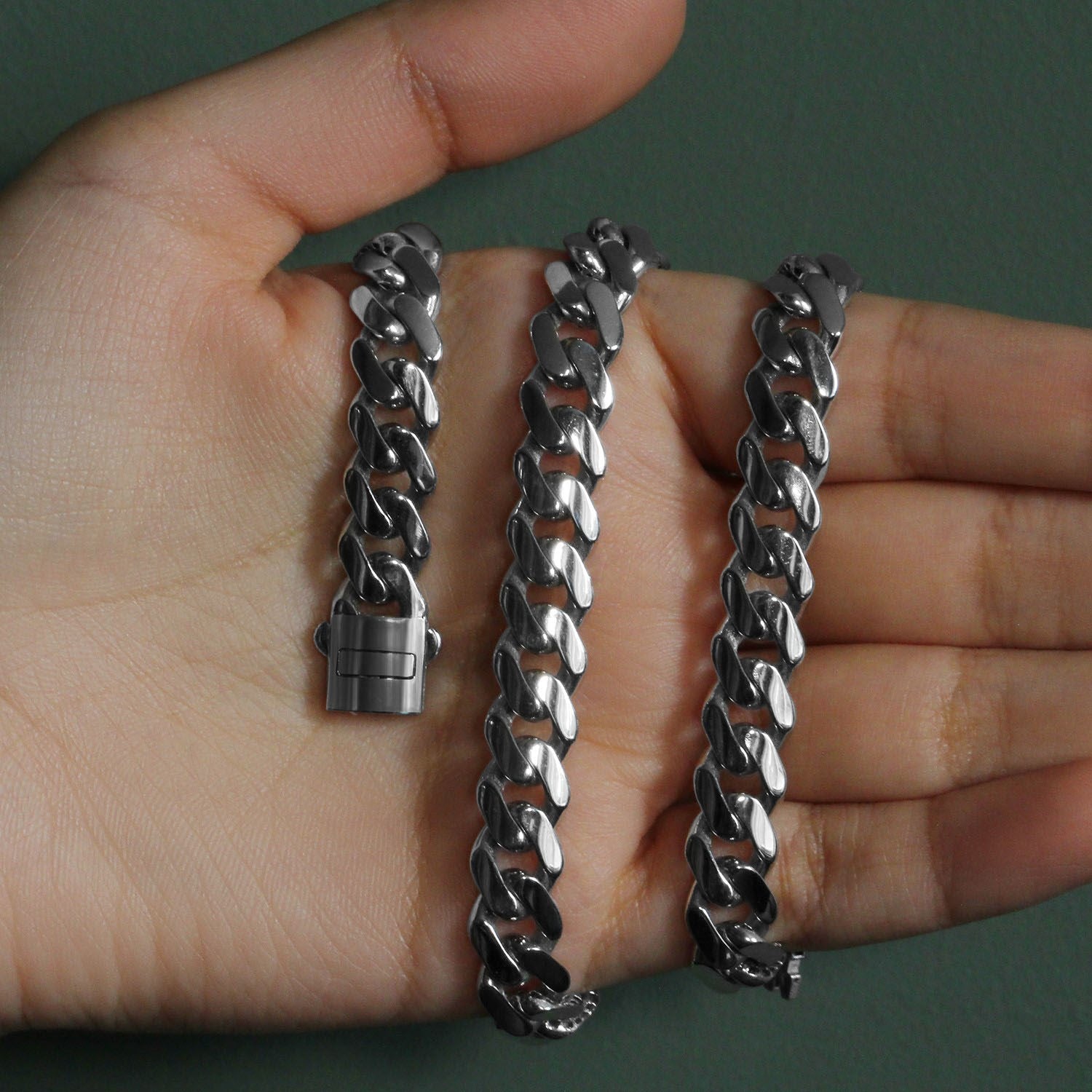 14k white gold polished curb chain necklace, 22 inches, modern link design for a luxurious statement piece.