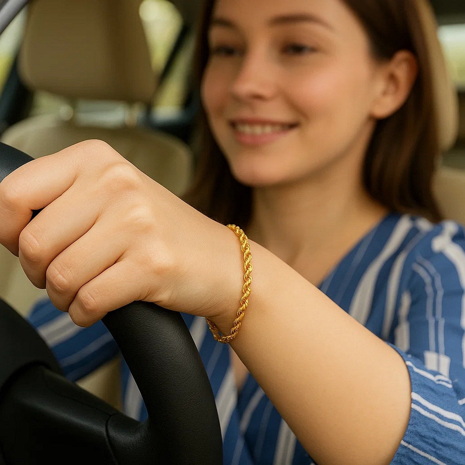 10k yellow gold diamond cut rope bracelet, 3.50 mm, showcasing elegant chain design and luxurious craftsmanship.