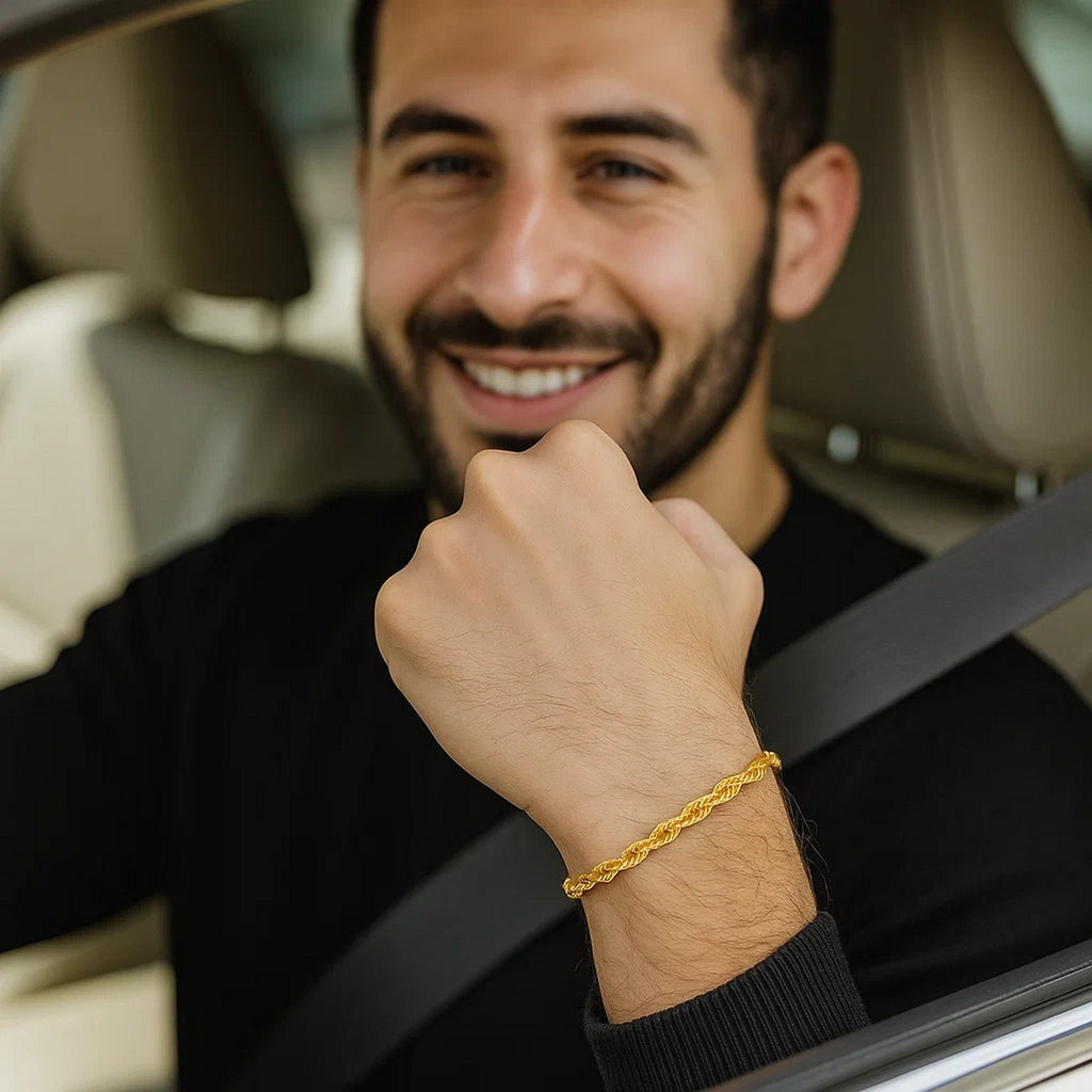 10k yellow gold solid diamond cut rope bracelet, elegantly designed with a luxurious chain for timeless sophistication.