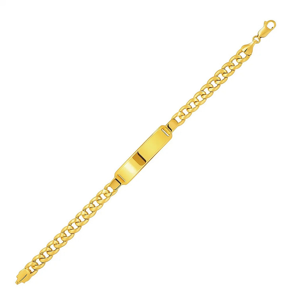 14k yellow gold men's ID Cuban chain bracelet with modern link design, 8.00 mm width for a bold statement.