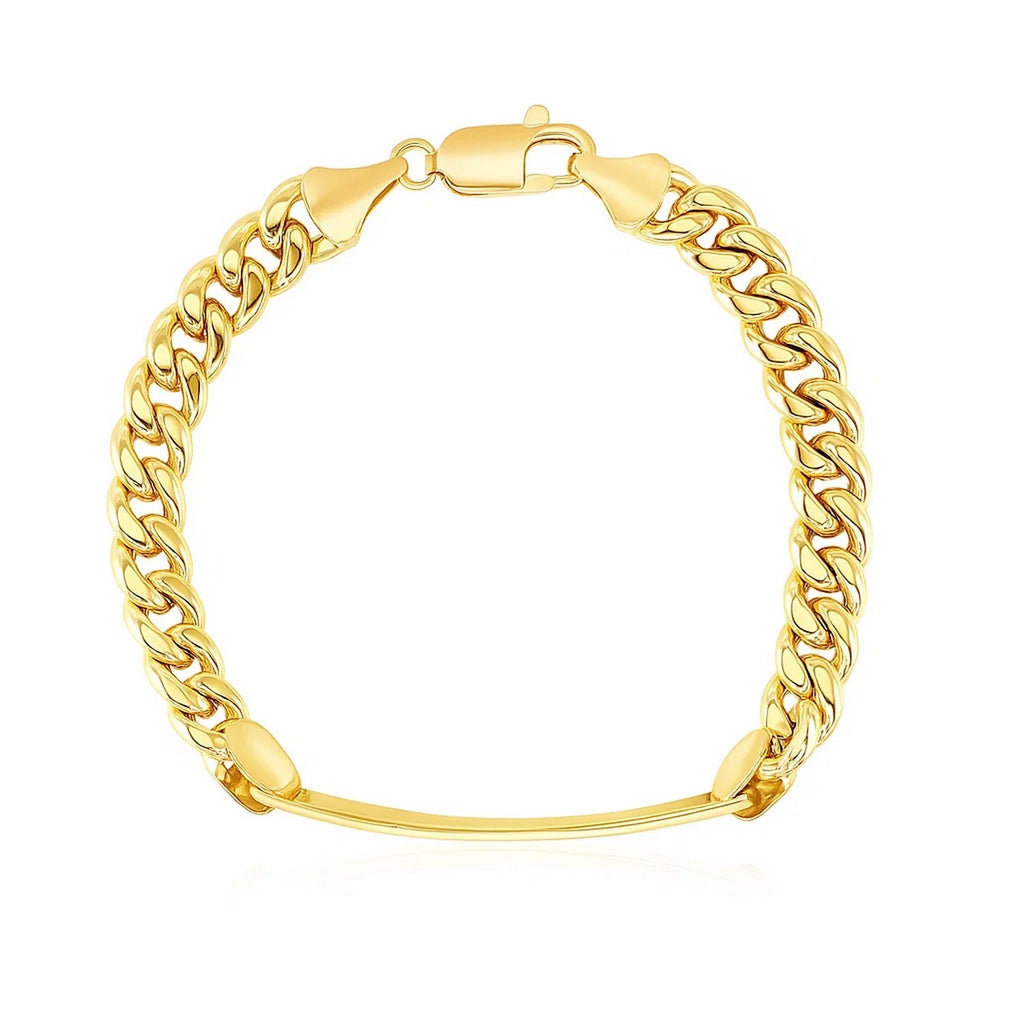 14k yellow gold men's ID Cuban chain bracelet with modern link design, showcasing an 8.00 mm width for a bold statement.