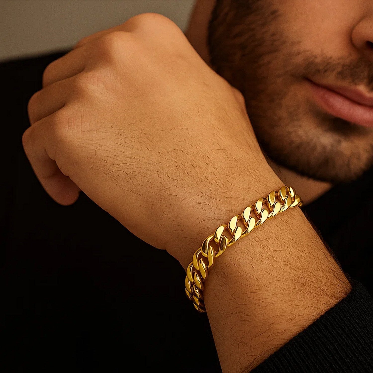 14k yellow gold classic Miami Cuban bracelet with modern round links, showcasing timeless elegance and luxury craftsmanship.