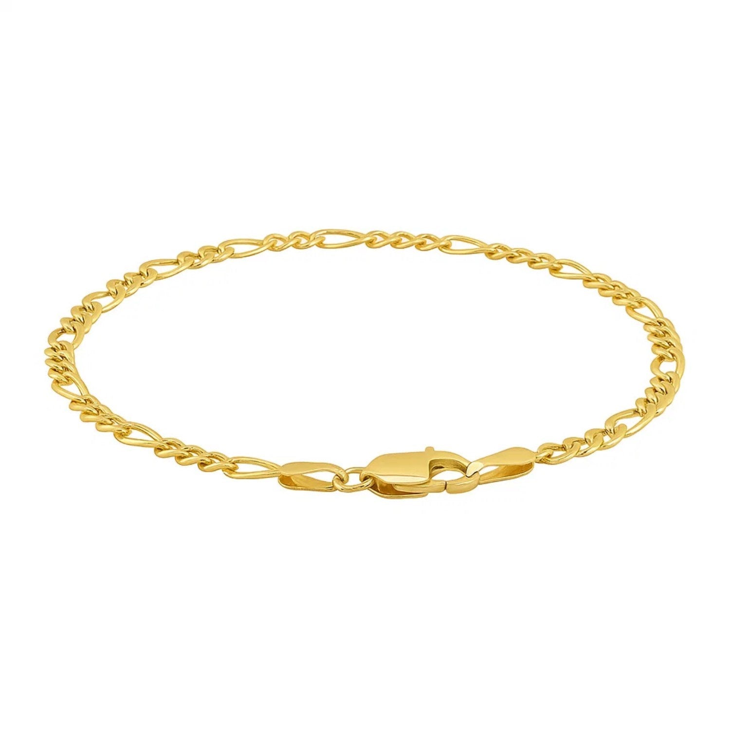 Contemporary 10k yellow gold Figaro bracelet featuring elegant link design, perfect for luxury jewelry enthusiasts.