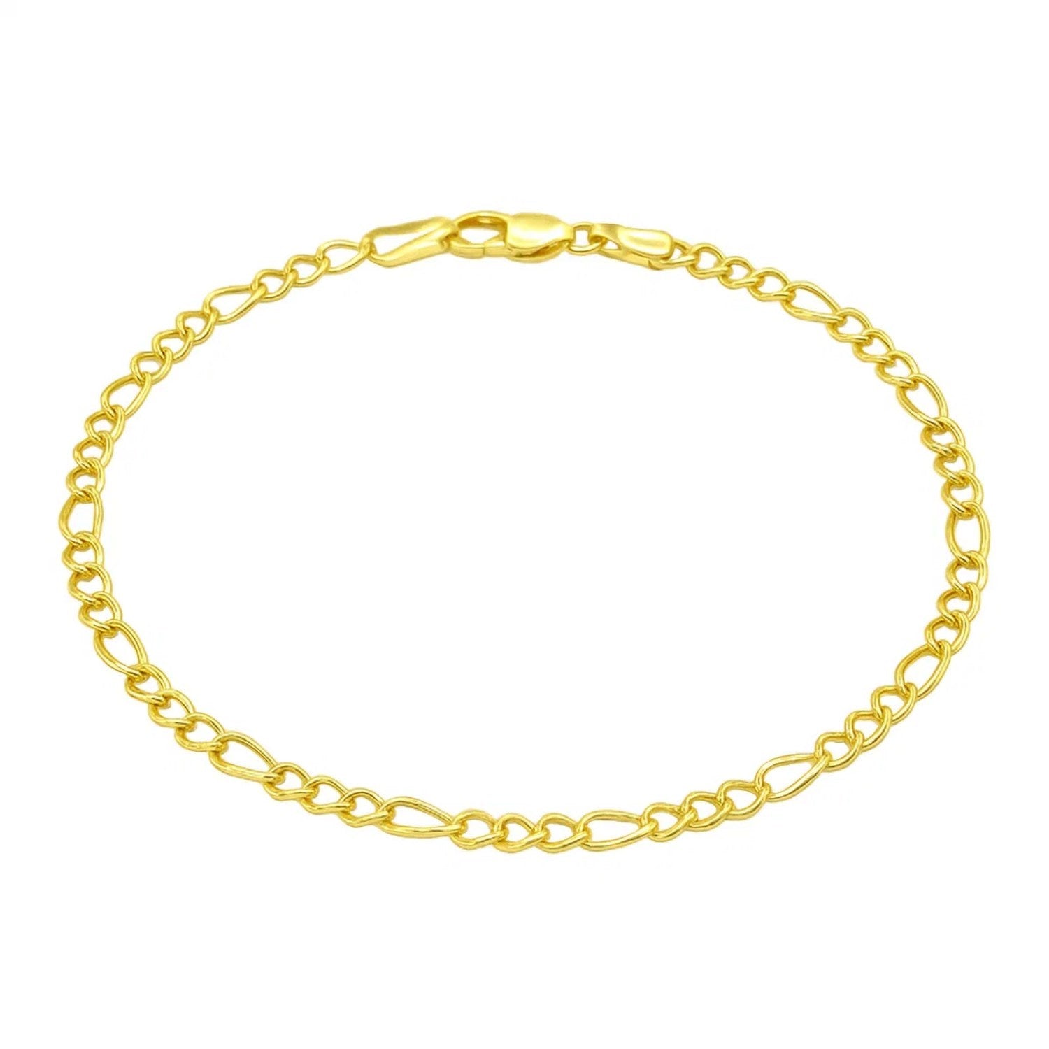 Contemporary 10k yellow gold Figaro bracelet featuring elegant link design, perfect for luxury jewelry enthusiasts.