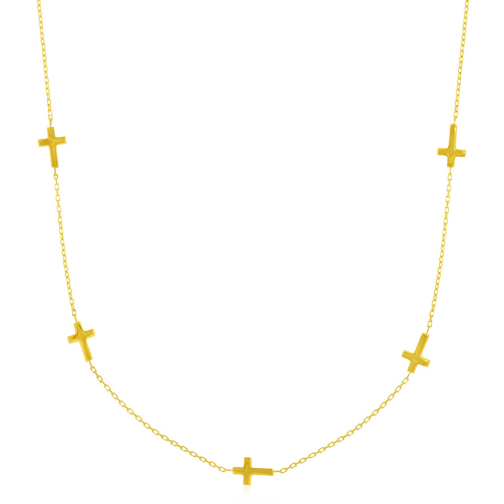 14k yellow gold chain necklace featuring elegant cross stations for a timeless, sophisticated look.
