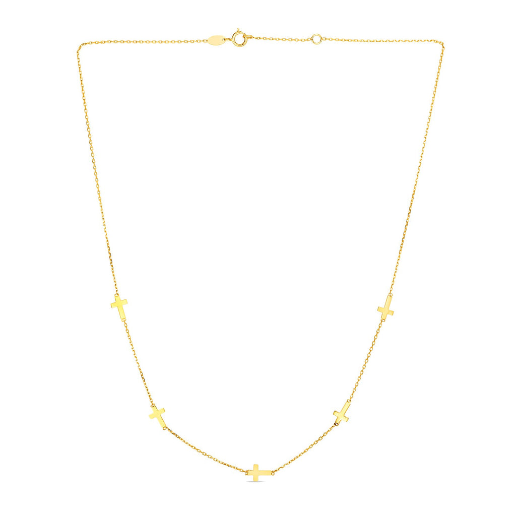 14k yellow gold chain necklace featuring elegant cross stations for a refined, timeless look.