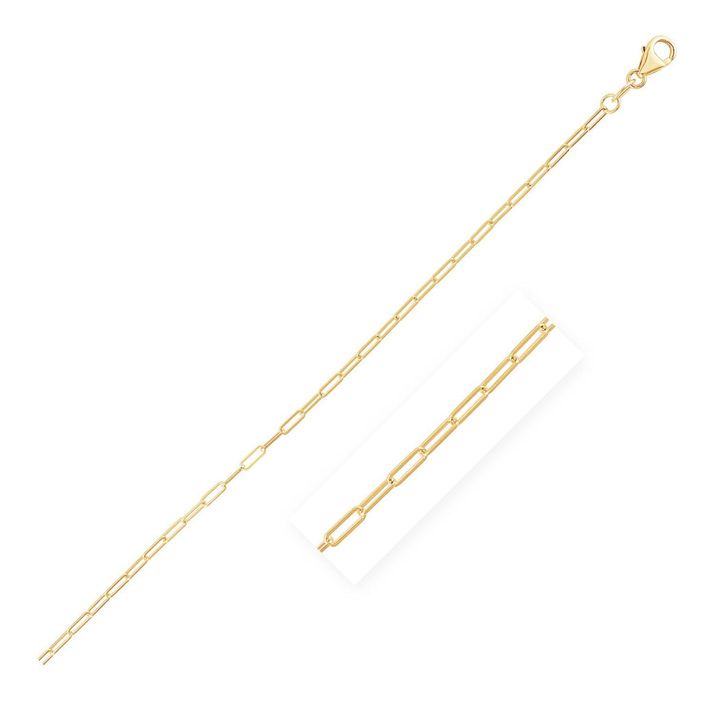 14k yellow gold fine paperclip anklet featuring an elegant chain design for a luxurious touch.