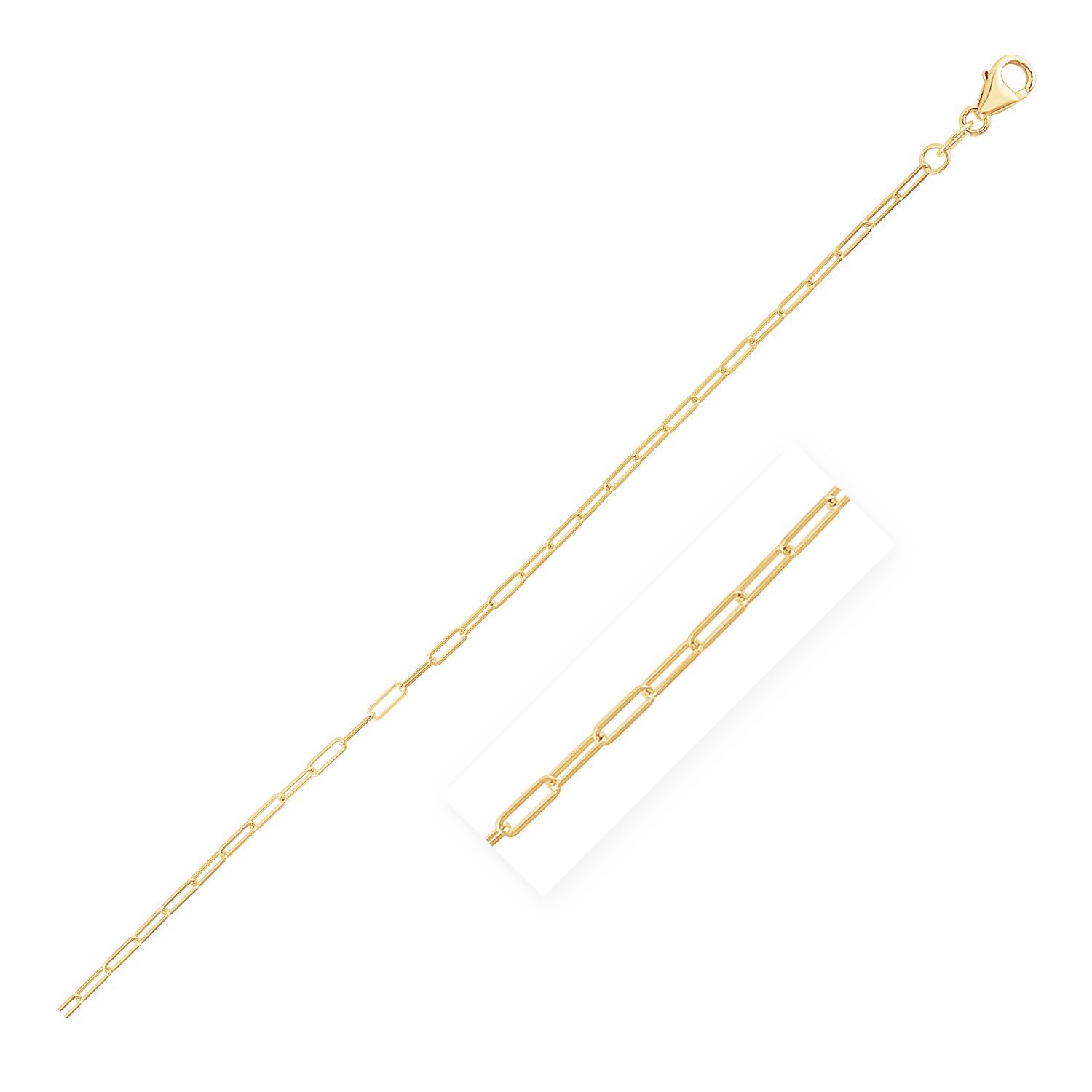 14k yellow gold fine paperclip anklet featuring an elegant chain design for a luxurious touch.