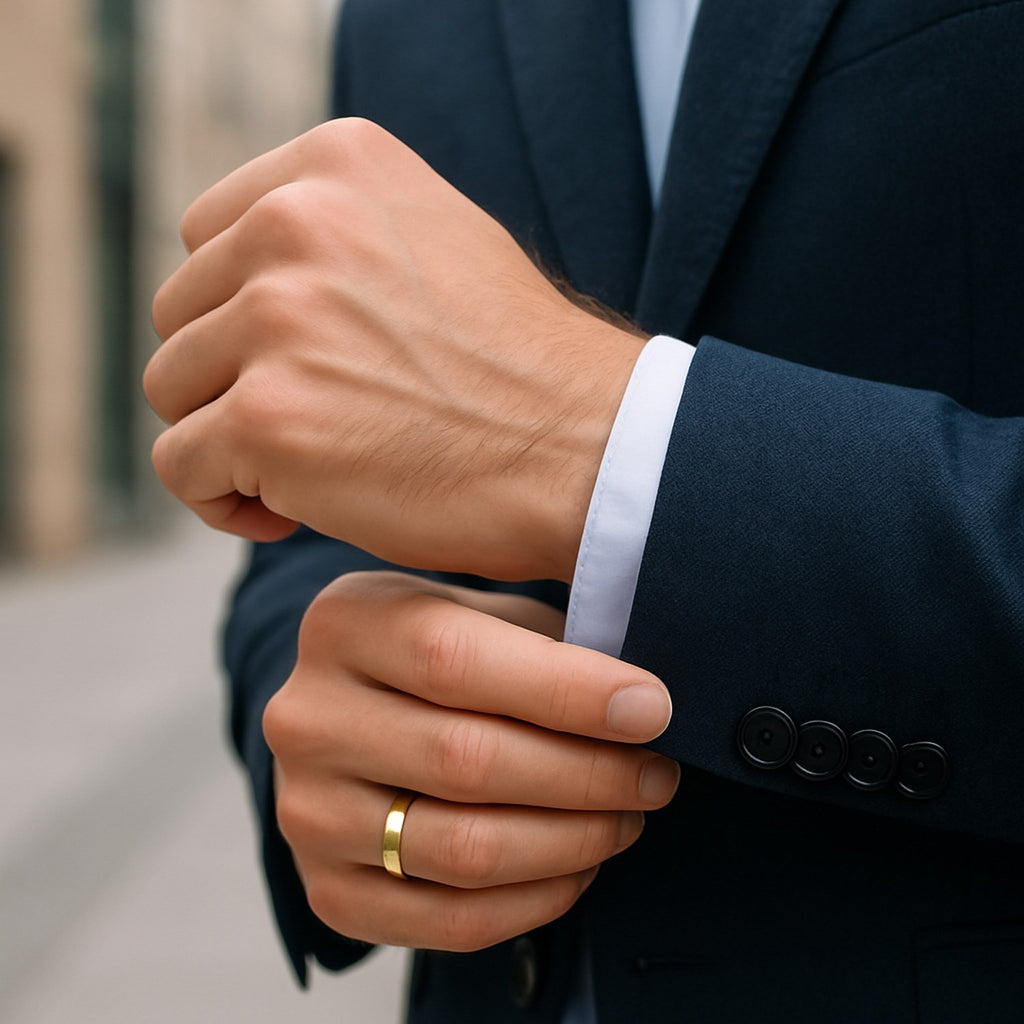 Elegant 14k yellow gold 5.00mm comfort fit wedding ring with a sleek, polished finish for timeless luxury.
