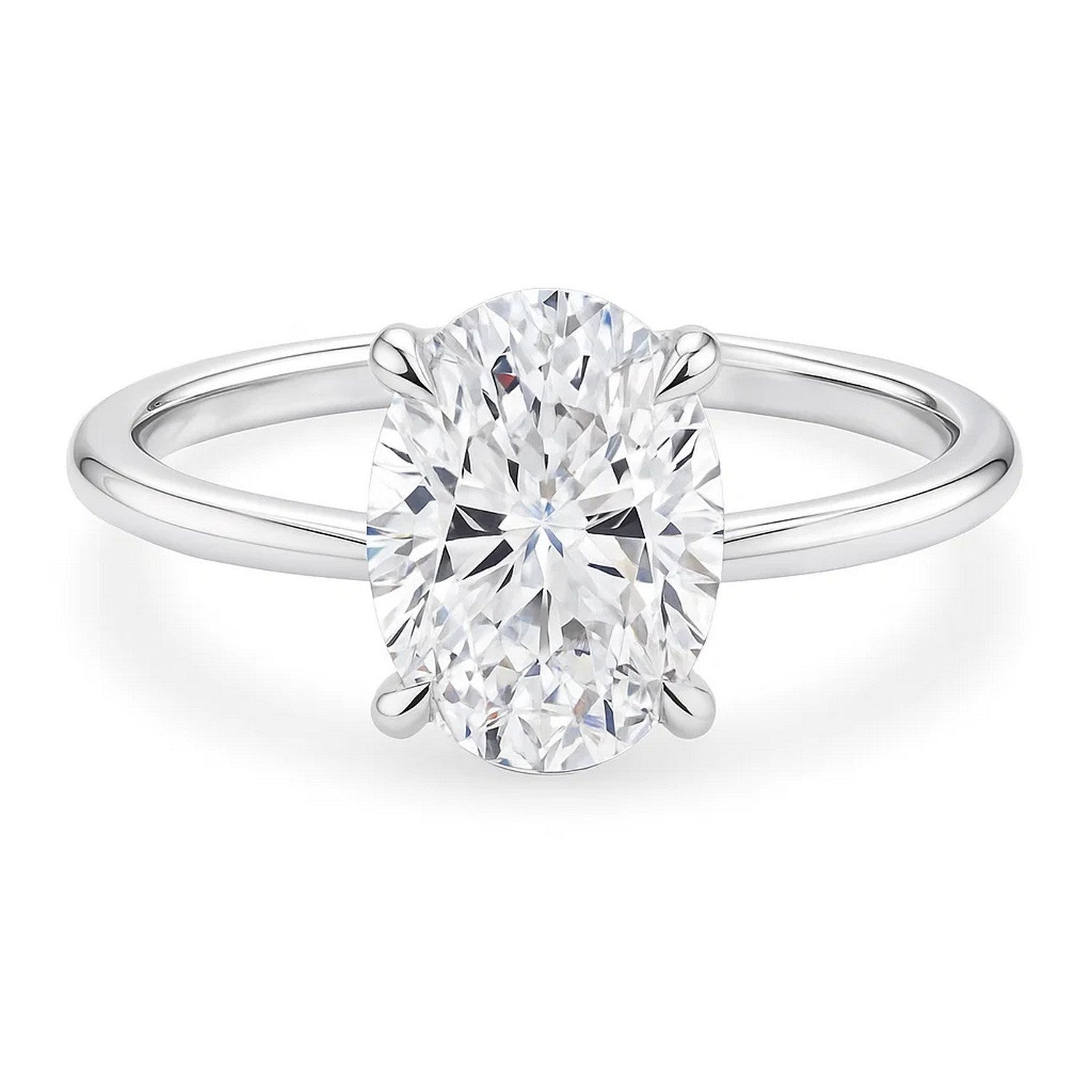 5 carat oval lab-grown diamond solitaire ring in 10K white gold, showcasing modern elegance and exquisite craftsmanship.