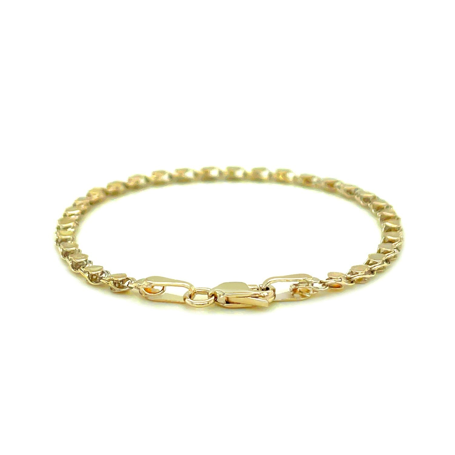 Elegant 2.9mm 14k yellow gold heart anklet featuring a delicate chain design for a luxurious touch.
