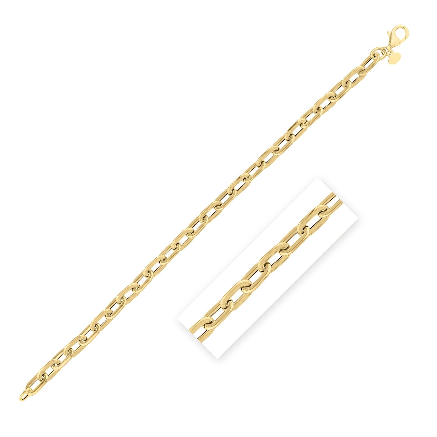 14k yellow gold oval domed paperclip bracelet with a modern design, perfect for elegant layering or standalone wear.