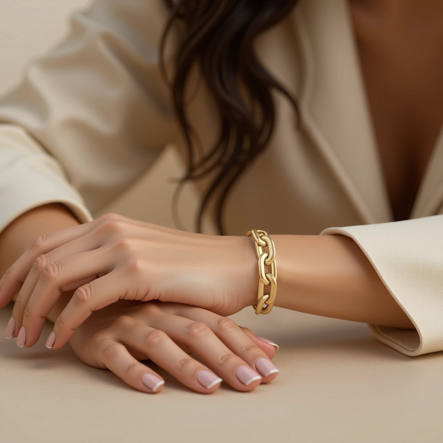 Oval domed bracelet in 14k yellow gold, featuring modern paperclip design for a luxurious touch.