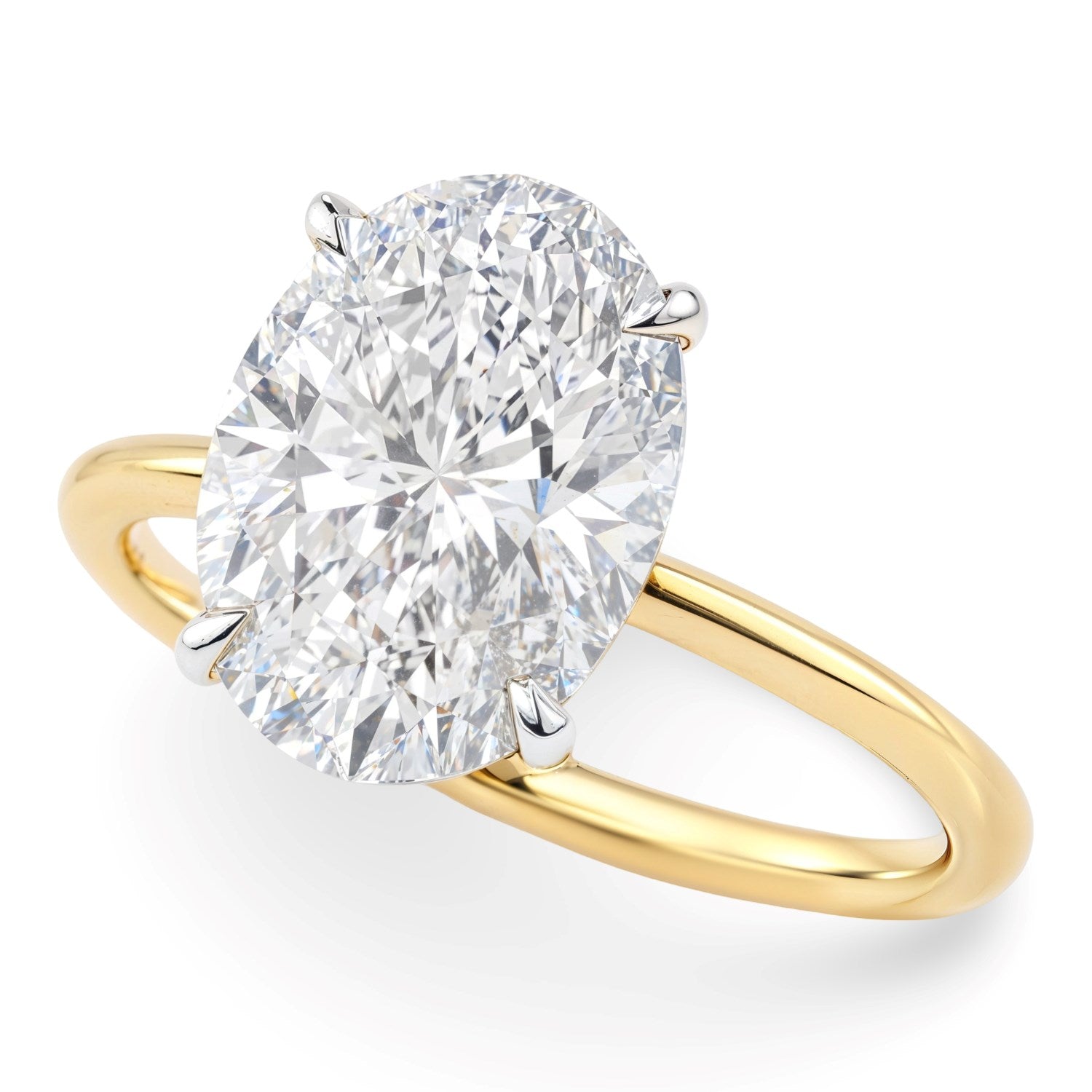 5 carat oval lab-grown diamond solitaire ring in elegant 10K yellow gold setting, showcasing timeless luxury and sophistic...