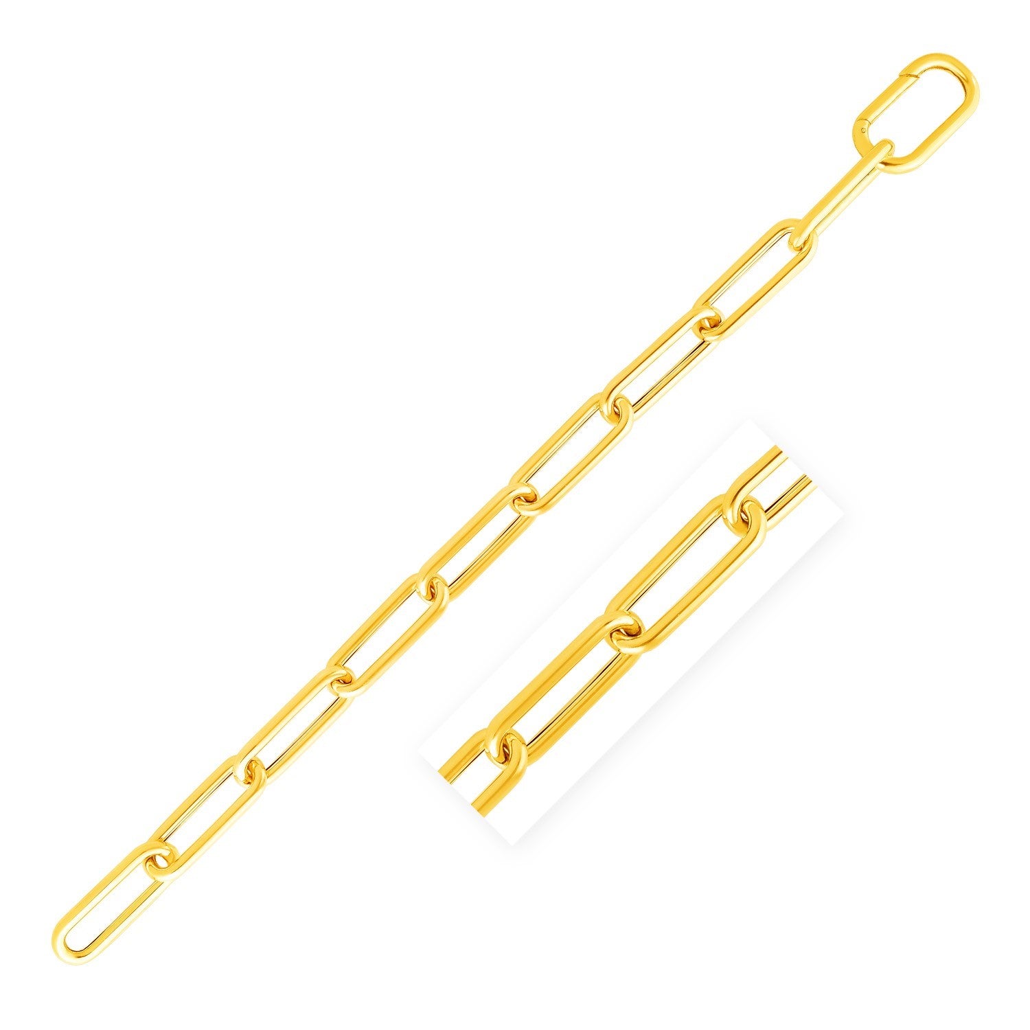 14k yellow gold rounded paperclip chain necklace with modern design, perfect for layering or elegant standalone wear.