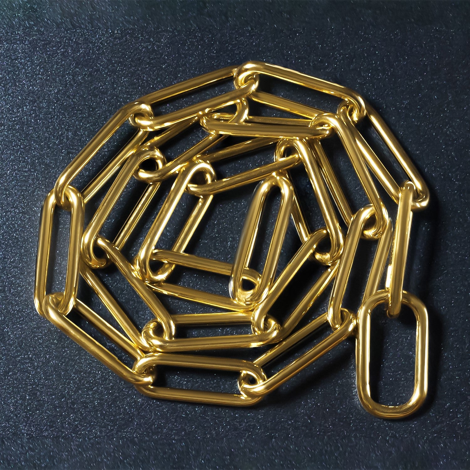14k yellow gold rounded paperclip chain necklace with modern design and elegant, versatile appeal.