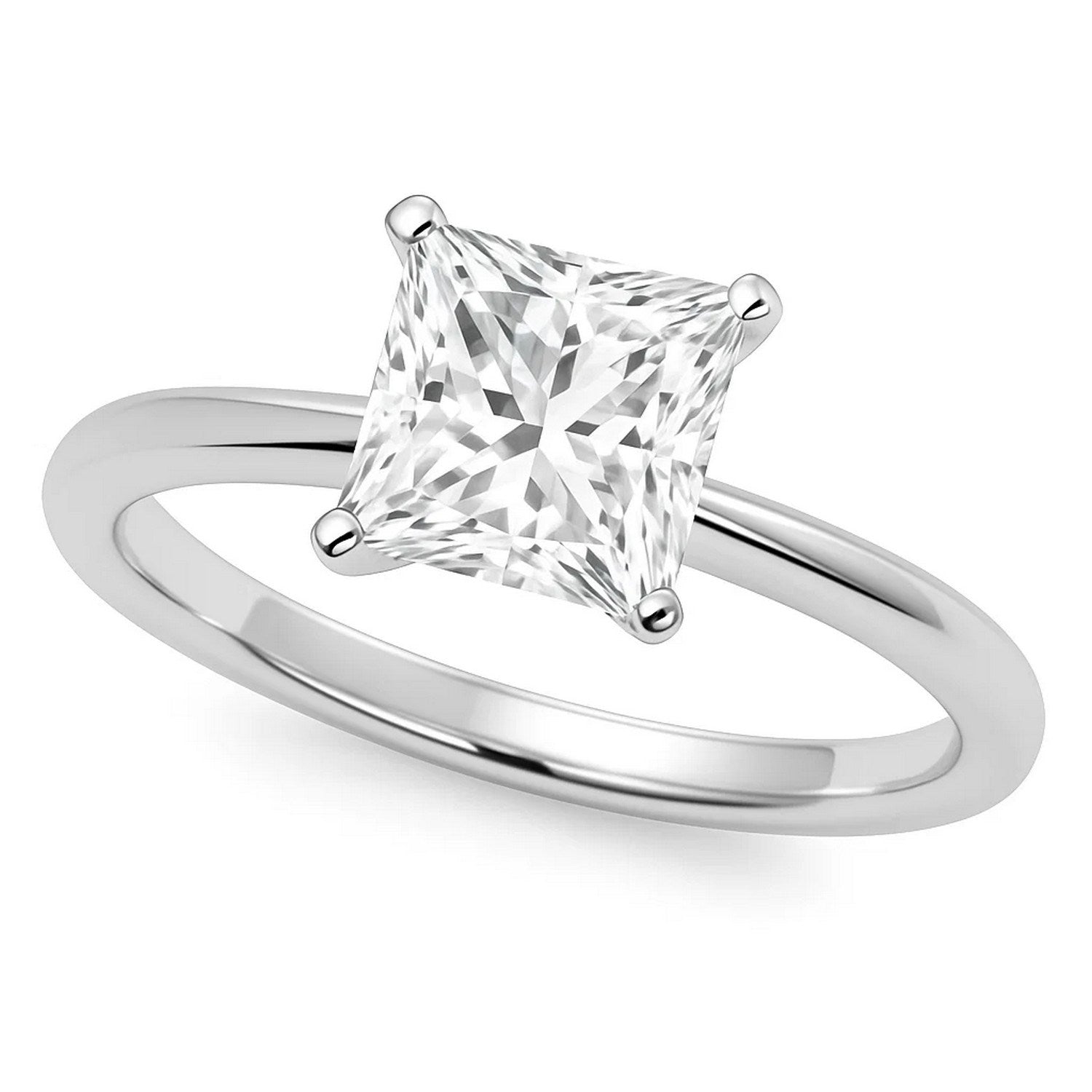 5 carat princess cut diamond solitaire ring in 10K white gold, showcasing modern elegance and timeless luxury.