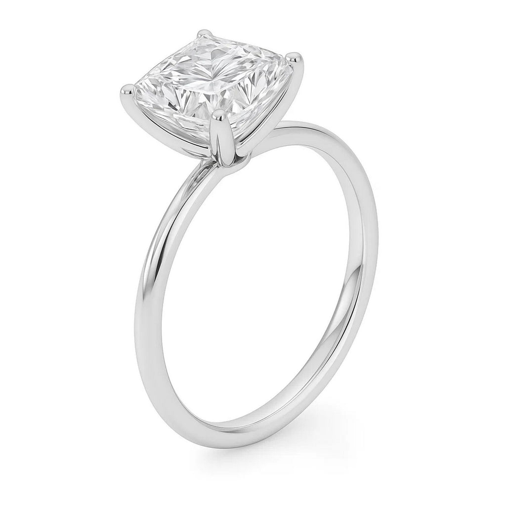 5 carat princess cut lab grown diamond solitaire ring in 10K white gold, showcasing modern elegance and brilliance.