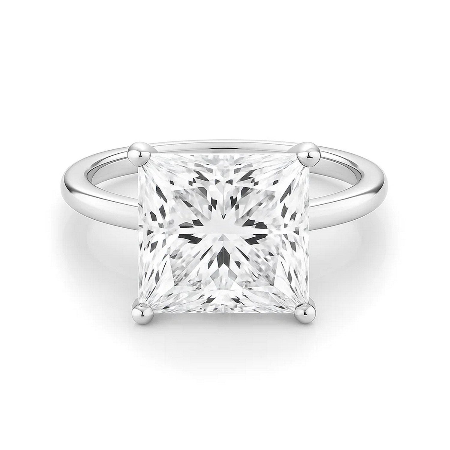 5 carat princess cut lab-grown diamond solitaire ring in 10K white gold, showcasing modern elegance and brilliance.