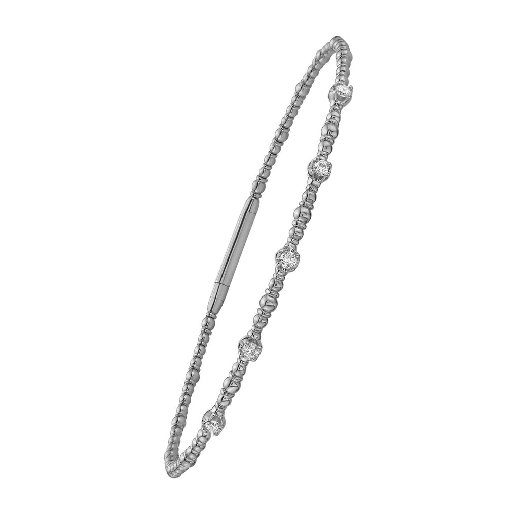 Classic 14k white gold beaded bracelet featuring a timeless round chain design for elegant sophistication.