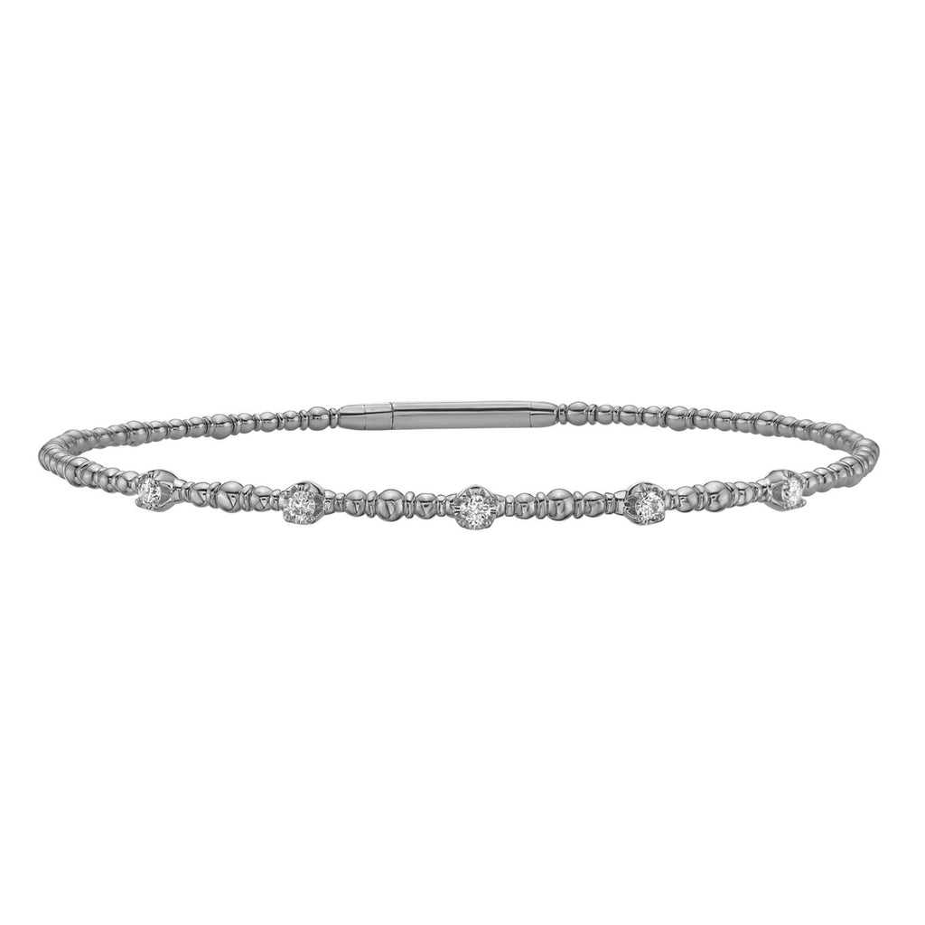 Classic 14k white gold beaded bracelet featuring a timeless round chain design, perfect for elegant layering.