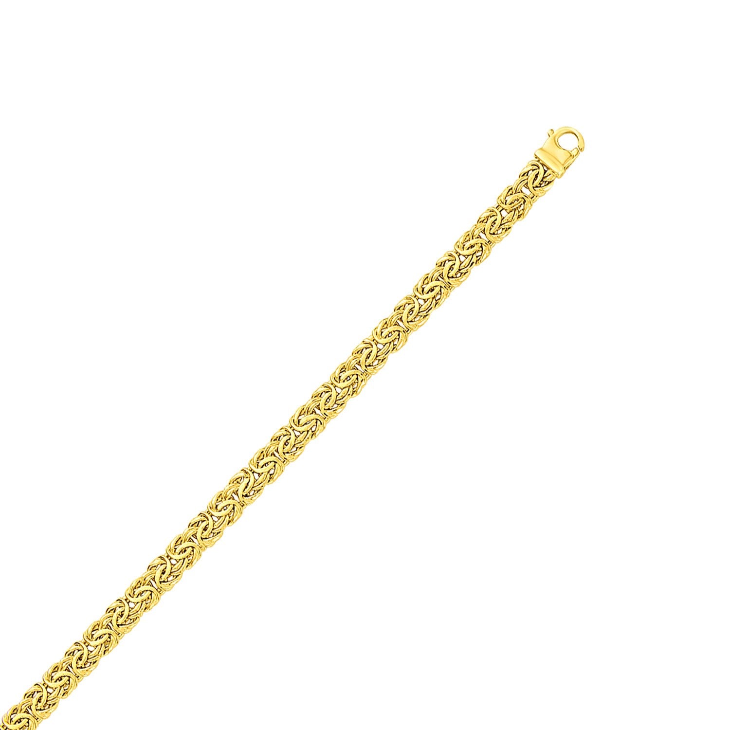 14k yellow gold Byzantine design chain bracelet, 7.00 mm, elegant link style for a luxurious touch.