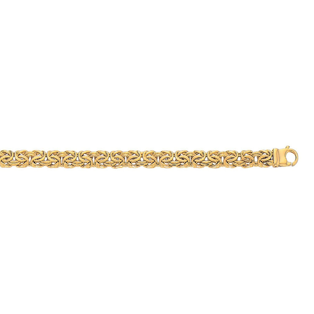 14k yellow gold Byzantine design chain bracelet, elegantly crafted with intricate links for a luxurious finish.