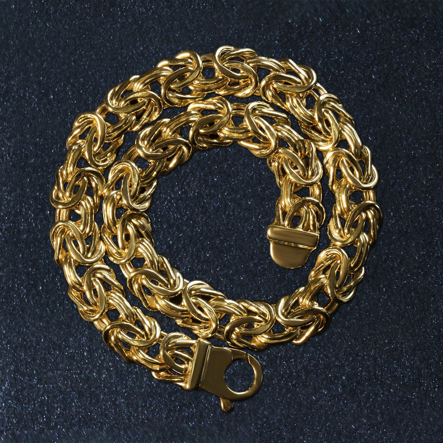 Elegant 10k yellow gold Byzantine design chain bracelet featuring intricate links, perfect for luxurious styling.