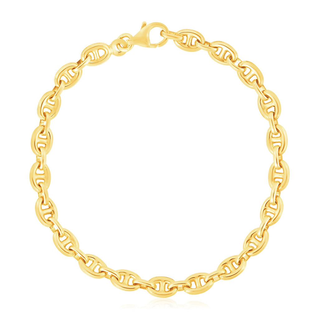 14k yellow gold high polish mariner link bracelet, modern design with elegant, polished finish, perfect for luxury styling.