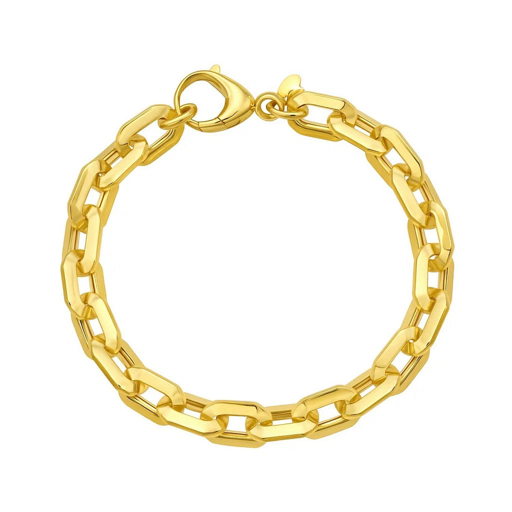 14k yellow gold faceted octagonal link chain bracelet, modern design with elegant shine, perfect for luxury styling.