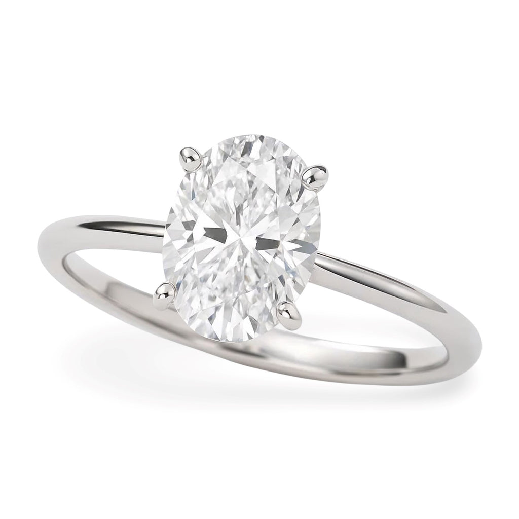 1 carat oval lab-grown diamond solitaire ring in elegant 10K white gold with halo setting, perfect for luxury occasions.