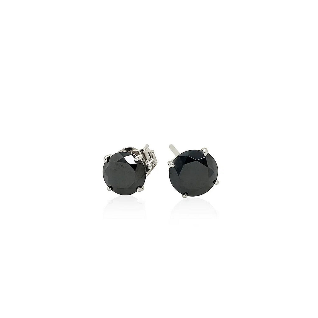 14k white gold stud earrings featuring faceted black cubic zirconia for a timeless, elegant look.