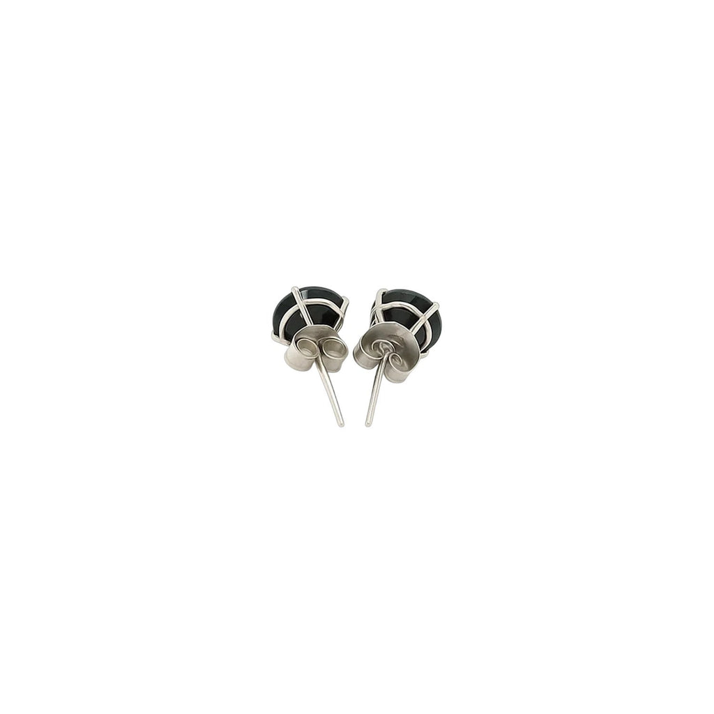 14k white gold stud earrings featuring faceted black cubic zirconia for a timeless, elegant look.