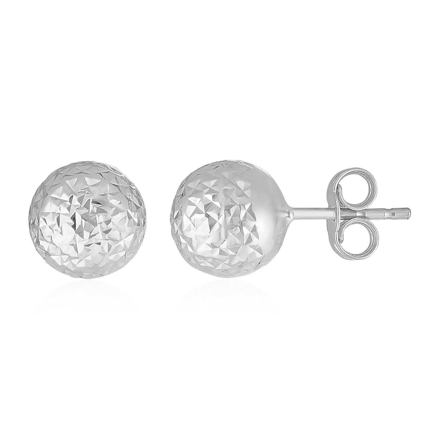 14k white gold textured ball stud earrings, elegantly designed for a timeless and sophisticated look.