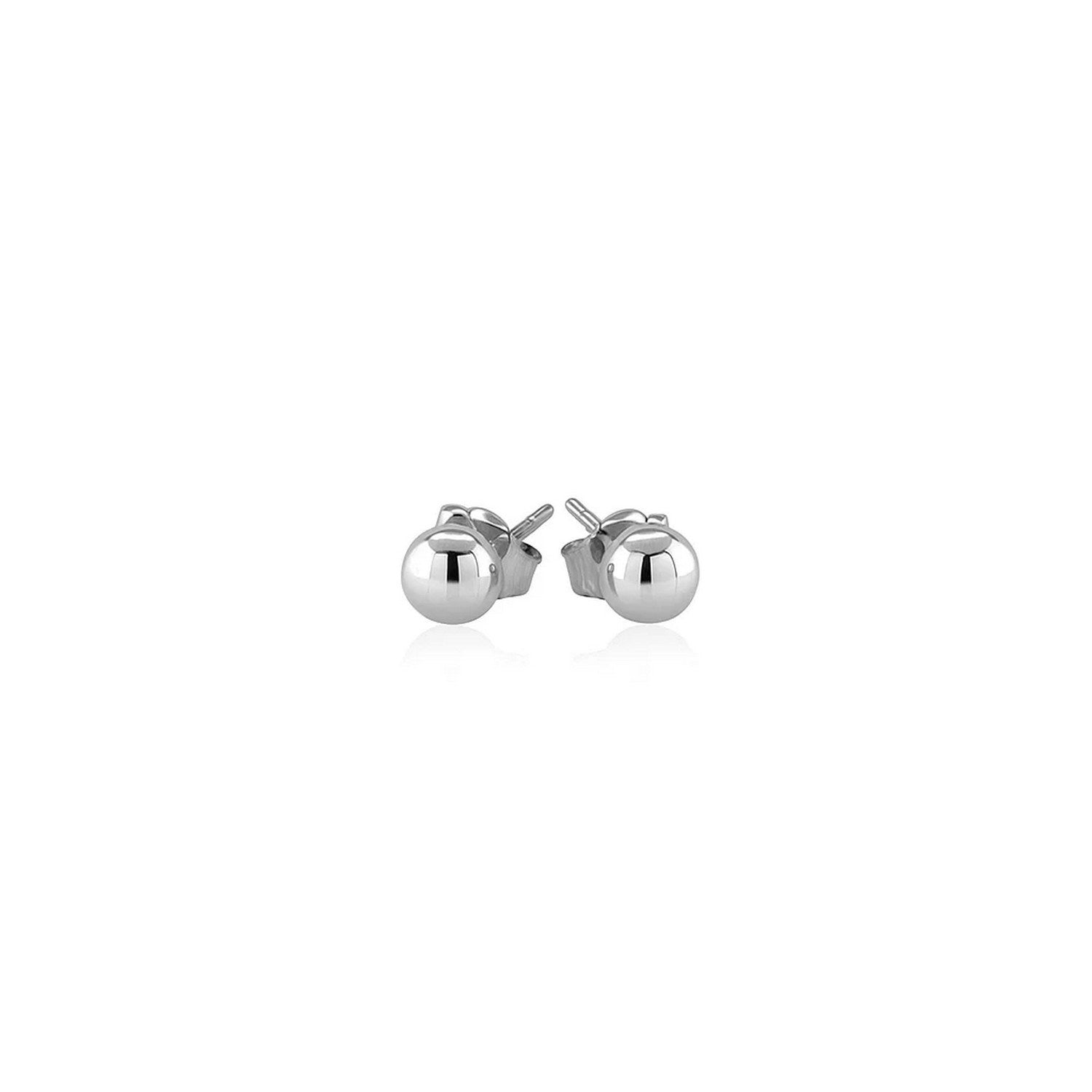 14k white gold polished round stud earrings with contemporary design, perfect for elegant everyday wear.