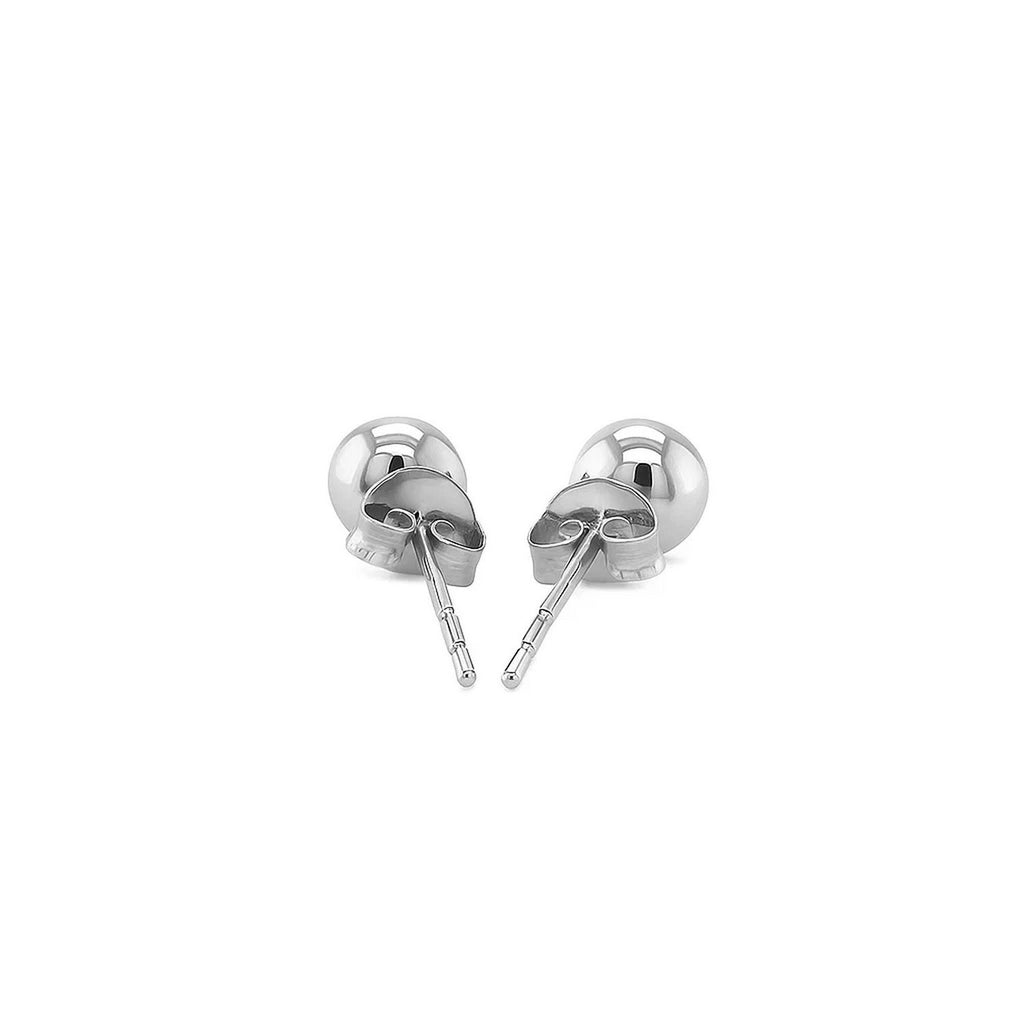 Polished 14k white gold round stud earrings with a contemporary design, perfect for elegant everyday wear.