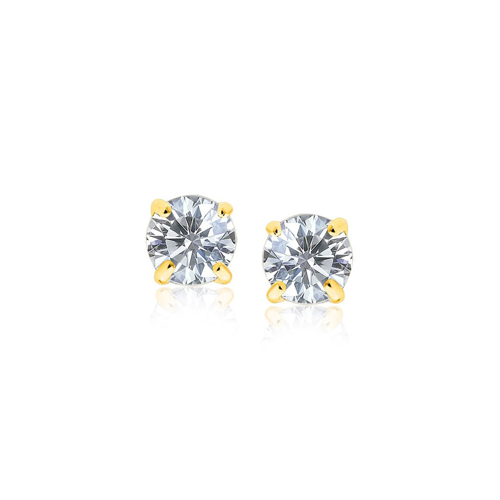 14k yellow gold stud earrings featuring elegant faceted cubic zirconia for a timeless, sophisticated look.
