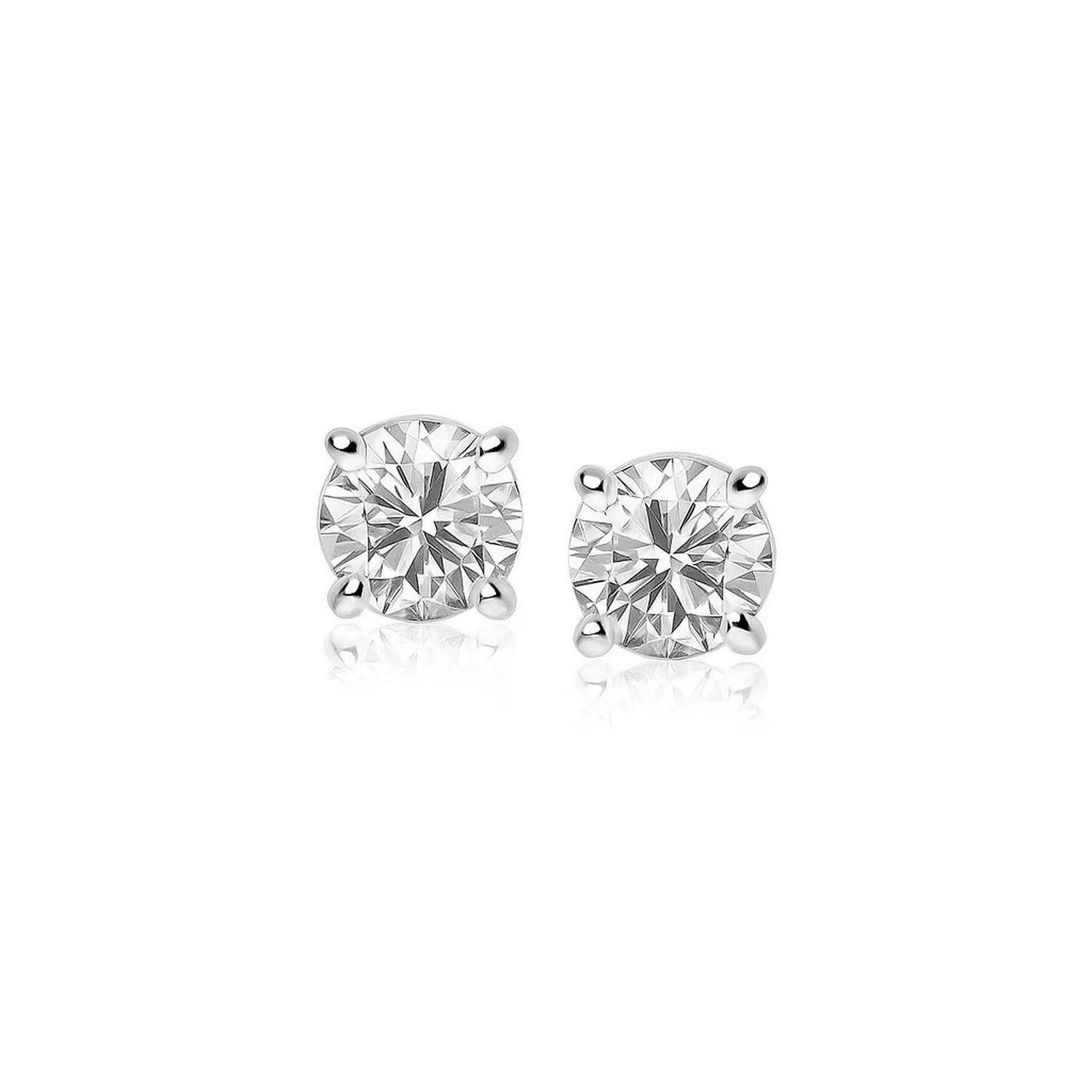 14k white gold stud earrings featuring elegant faceted white cubic zirconia for a timeless, sophisticated look.