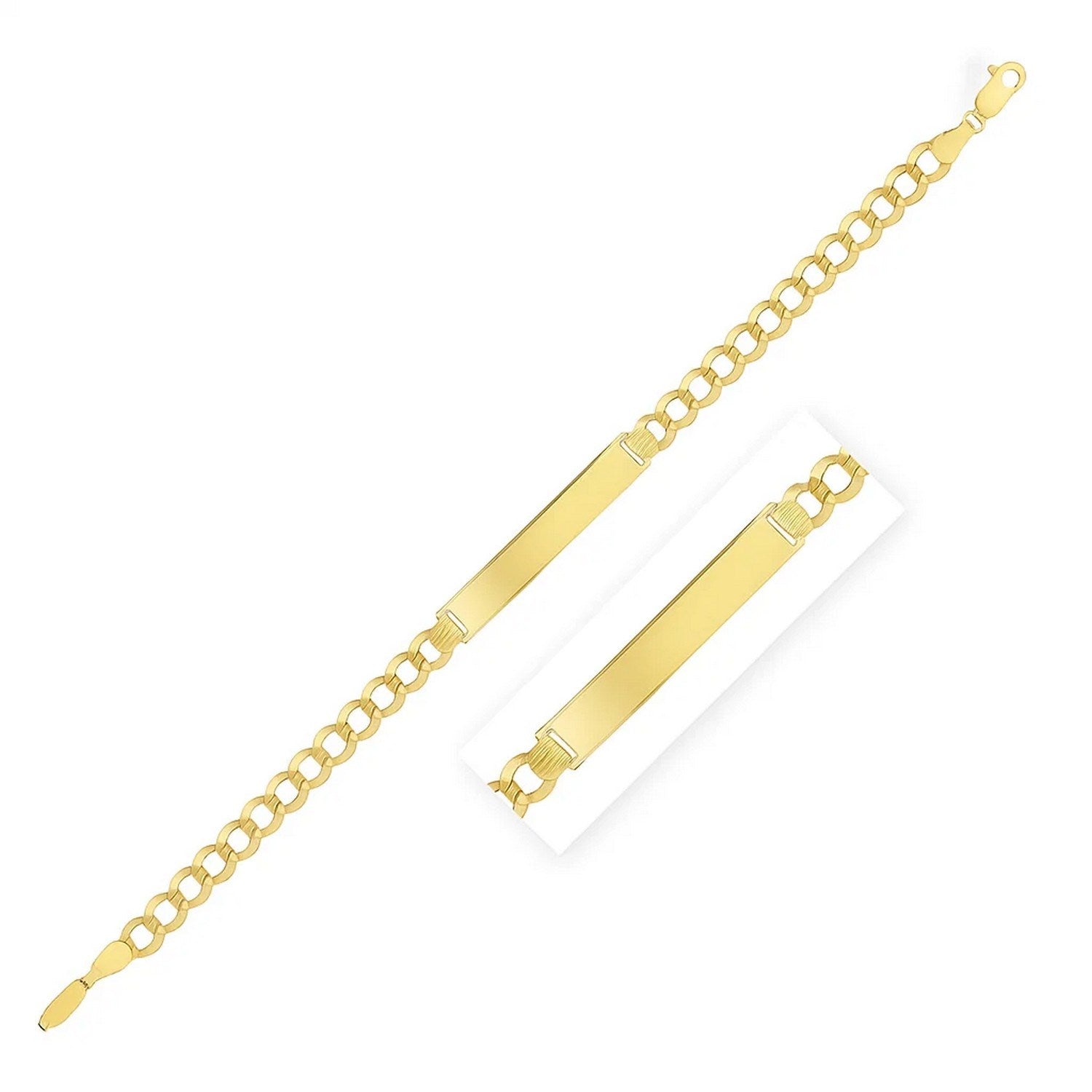 14k yellow gold curb ID bracelet with a modern chain design, perfect for elegant layering or solo wear.