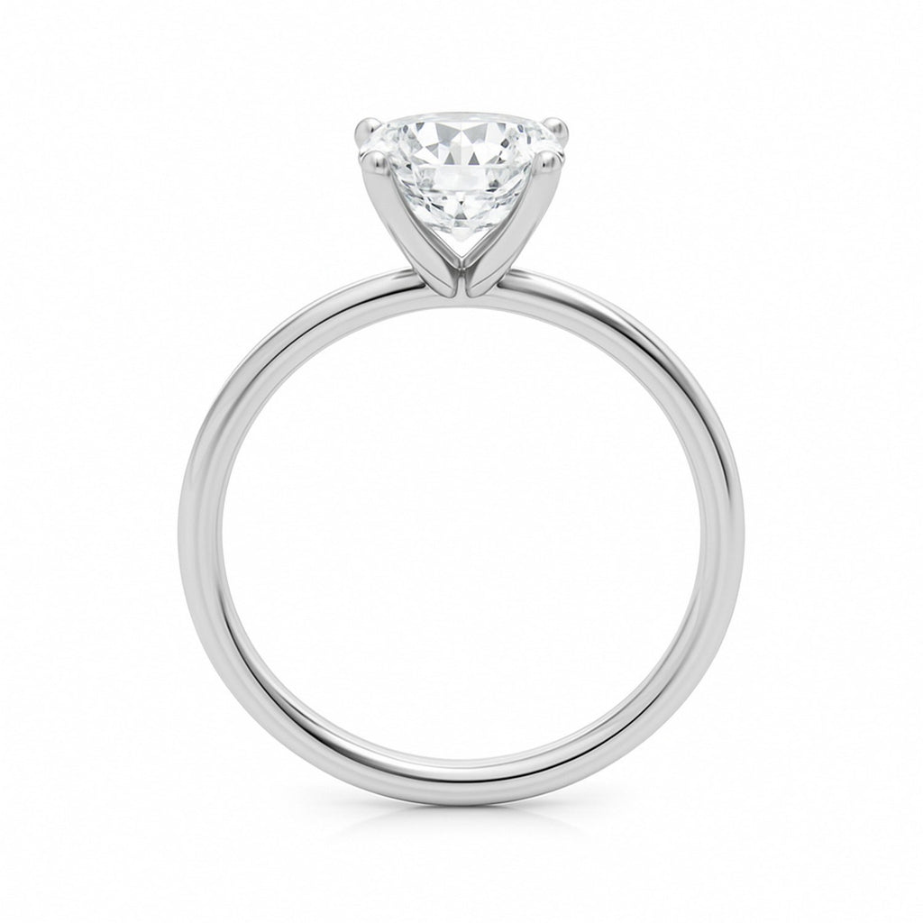 2 carat cushion cut lab-grown diamond solitaire ring in 10K white gold, showcasing timeless elegance and classic design.