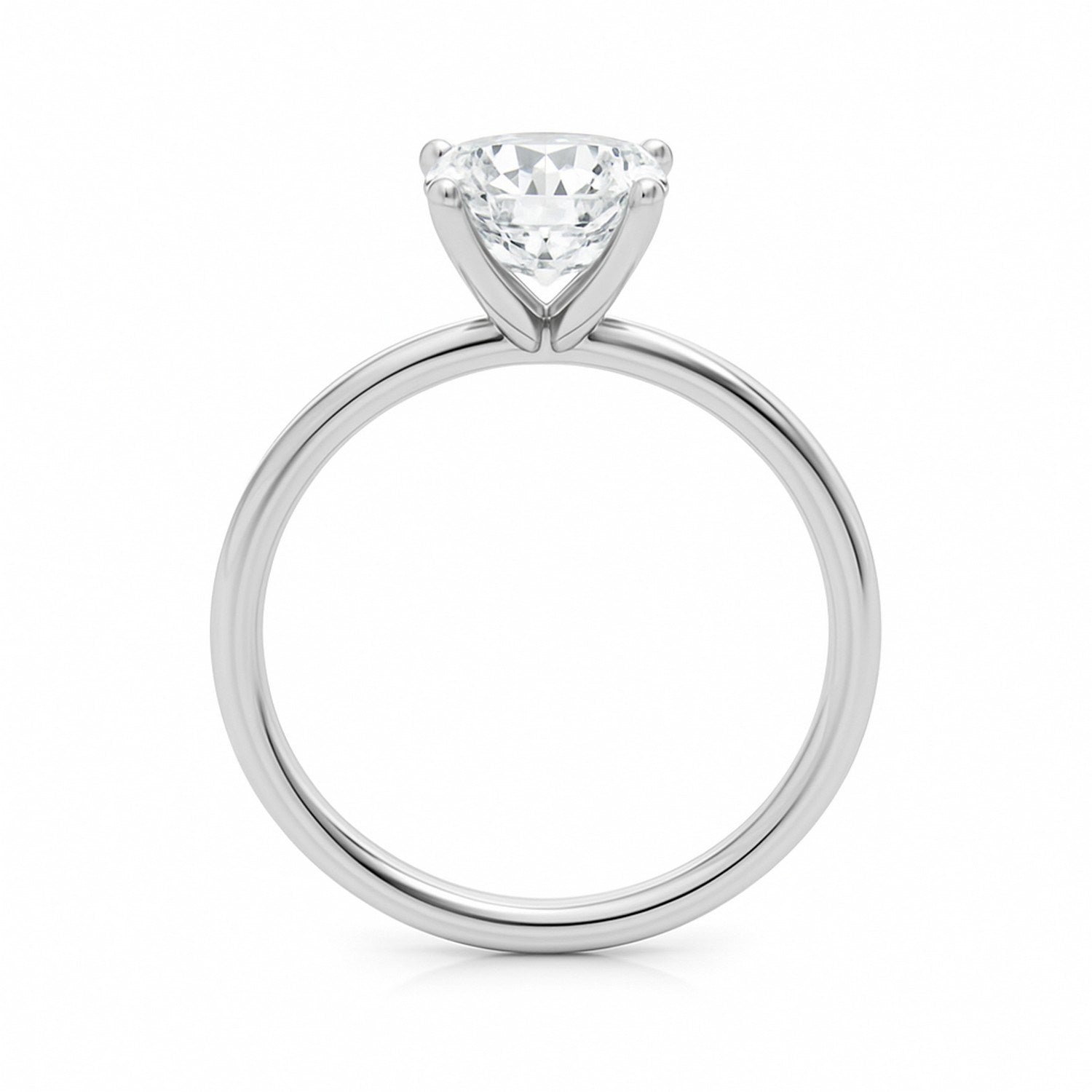 2 carat cushion cut lab-grown diamond solitaire ring in 10K white gold, showcasing timeless elegance and classic design.