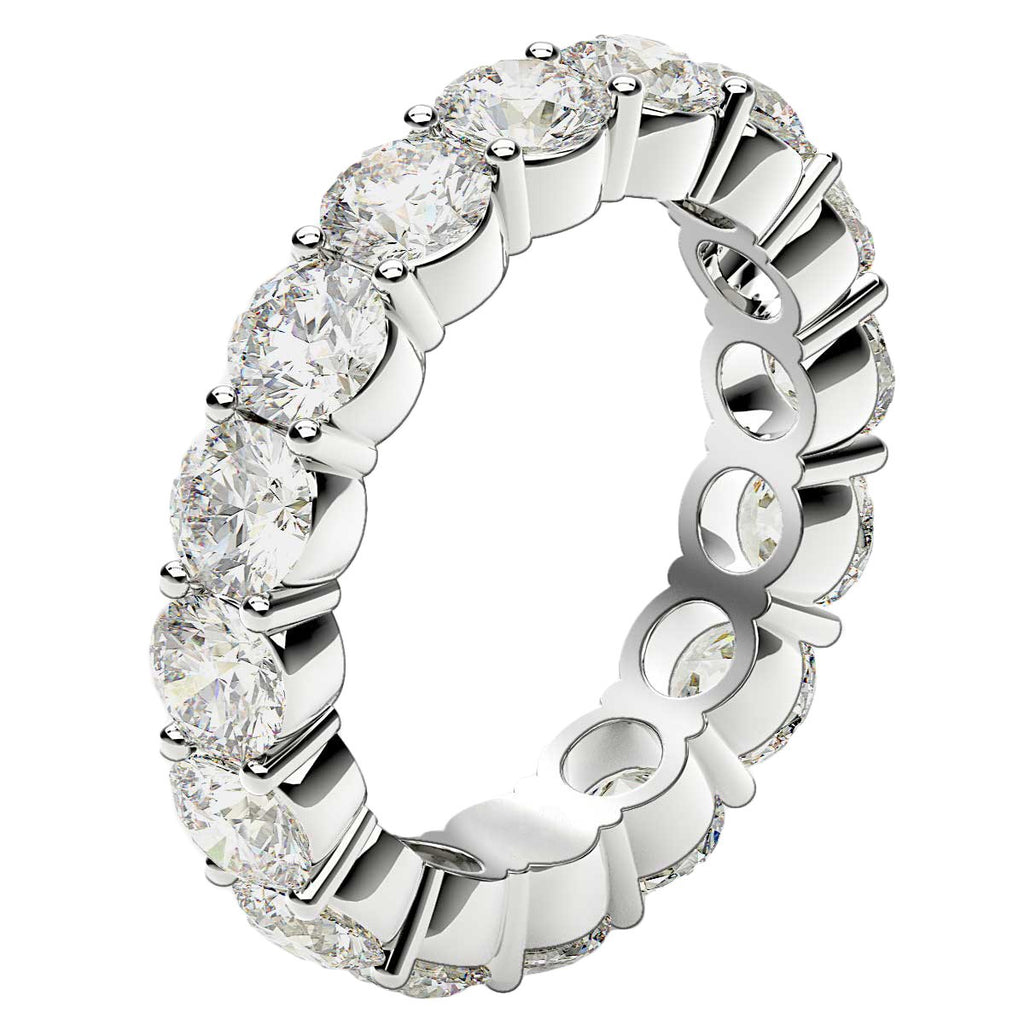 Round cut lab-grown diamond eternity ring in 14k white gold, showcasing modern elegance and timeless brilliance.