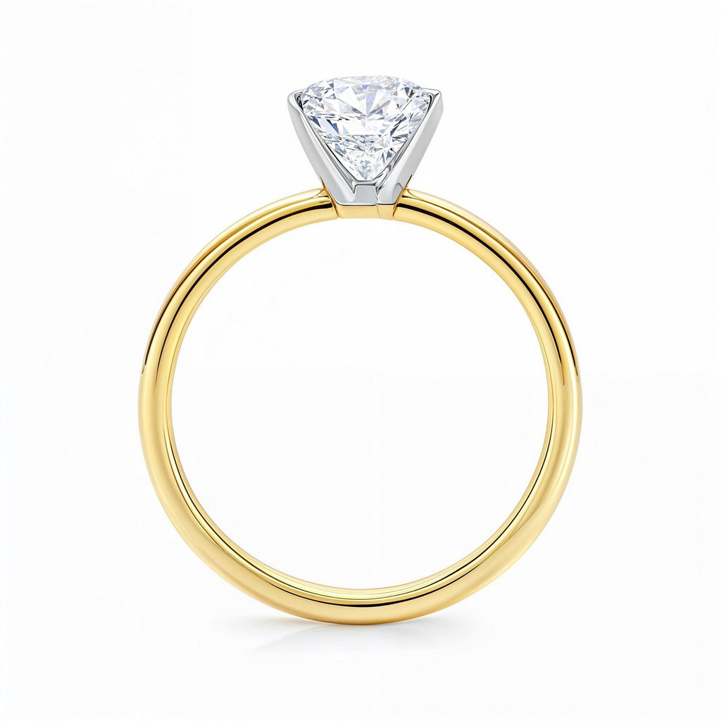 3 carat radiant lab-grown diamond solitaire ring in 10K yellow gold, showcasing timeless elegance and classic design.